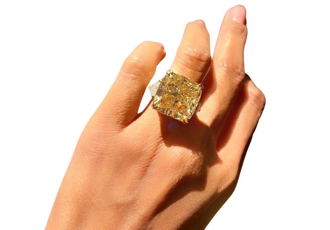 GIA Certified 15 Carat Cushion Cut Diamond Ring (1 of 1)