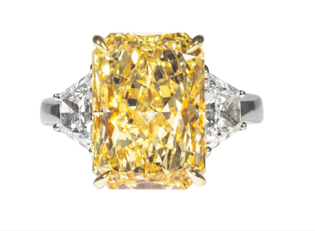 GIA Certified 7.95 Carat Fancy Yellow Radiant Diamond Ring (1 of 1)