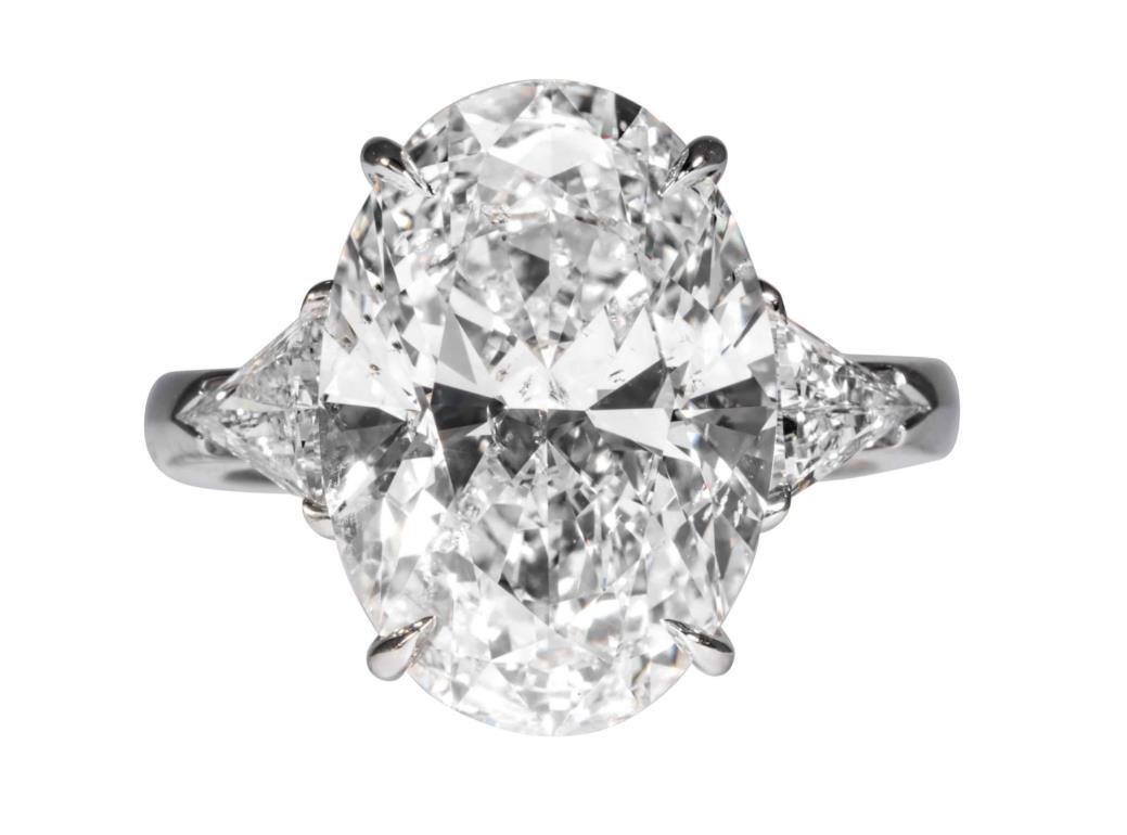GIA Certified 9.08 Carat F SI2 Oval Cut Diamond 3-Stone Ring (1 of 1)