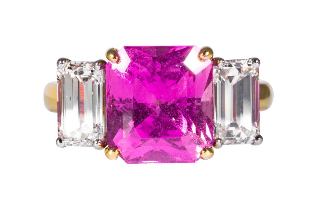 6.13 Carat GIA Certified Pink Sapphire and Diamond Ring (1 of 1)