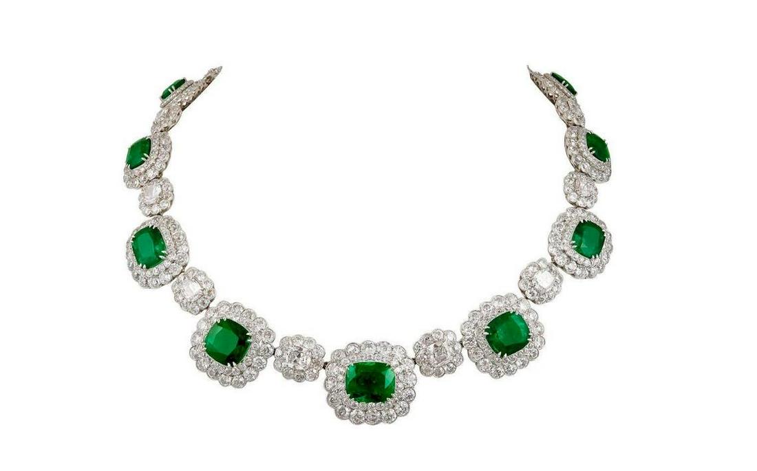 Magnificent Emerald Diamond Cluster Necklace (1 of 1)