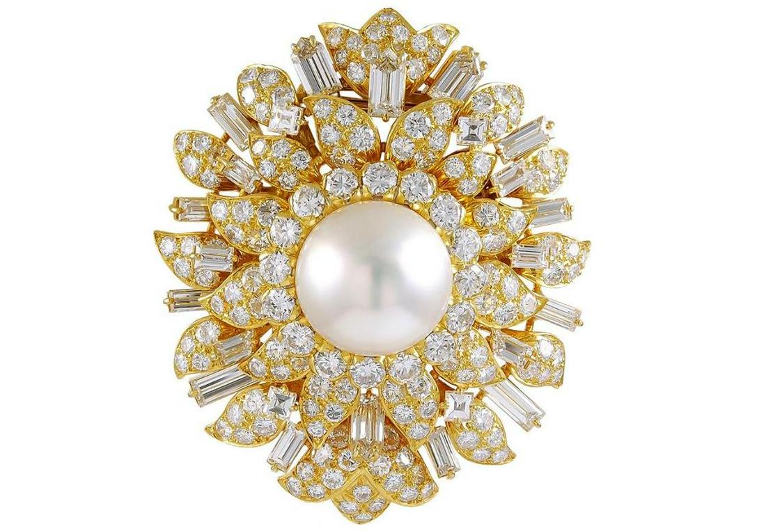 Van Cleef & Arpels Diamond Pearl Brooch (1 of 1)