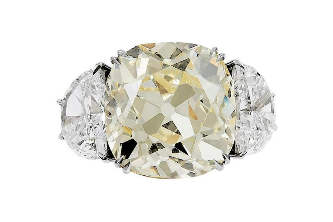 13.23 Carat with GIA Certified Old Mine Natural Fancy Yellow Diamond Ring (1 of 1)