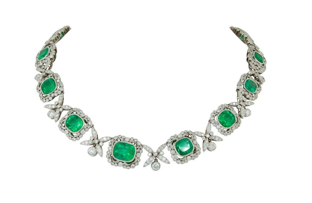 Colombian AGL Certificate Emerald Diamond Necklace (1 of 1)