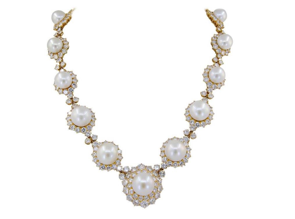 Van Cleef & Arpels Diamond Pearl Yellow Gold Necklace (1 of 1)