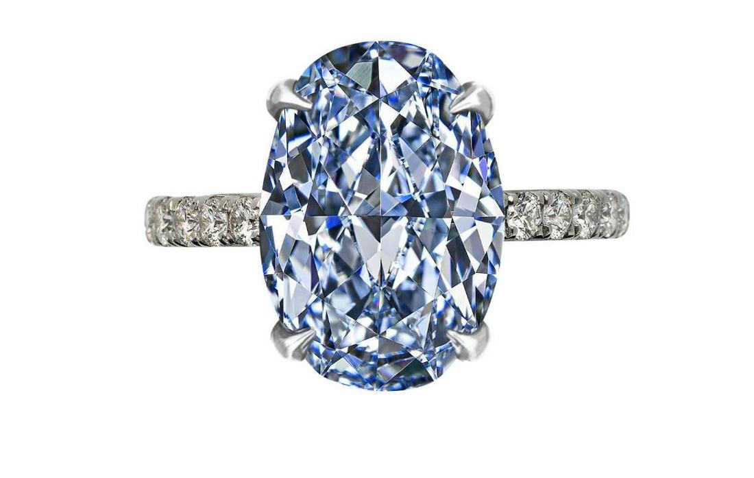Exceptional GIA Certified 2 Carat Fancy Intense Blue Diamond Solitaire Ring (1 of 1)