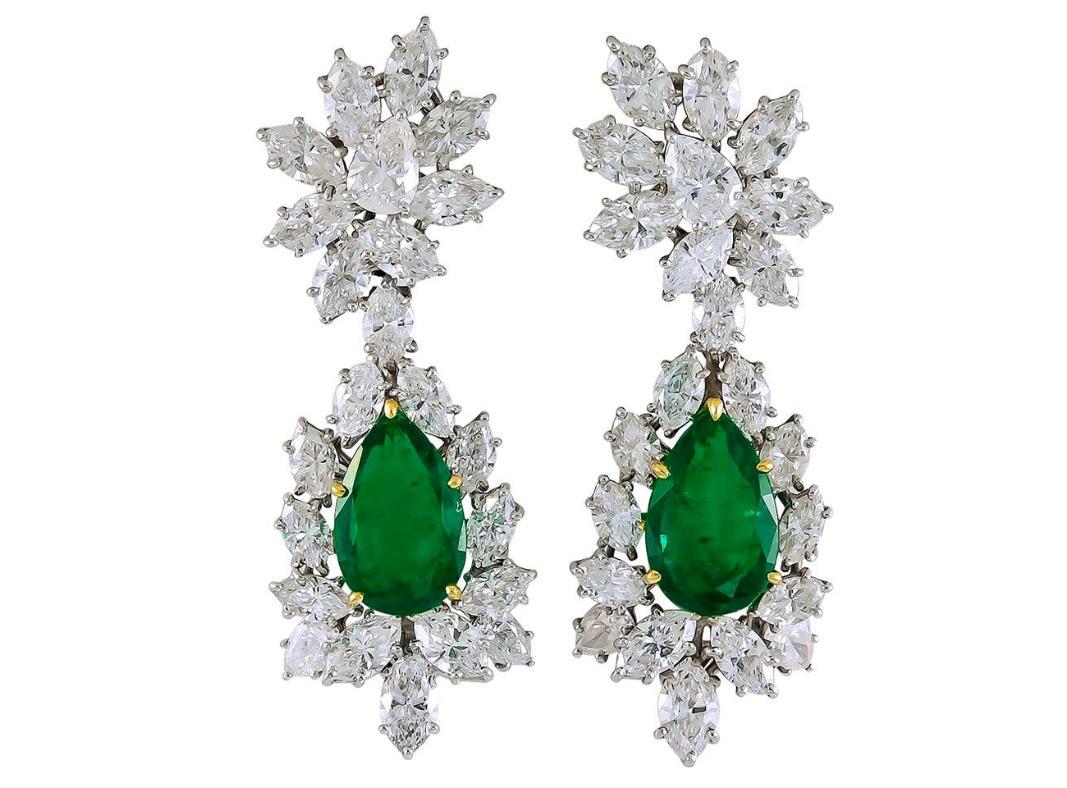 Harry Winston Vintage Colombian Emerald Diamond Earrings (1 of 1)