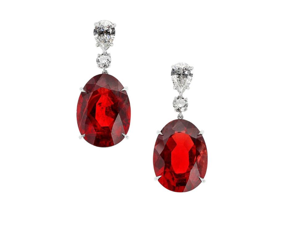Burma No Heat Spinel and Diamond Platinum Earrings (1 of 1)