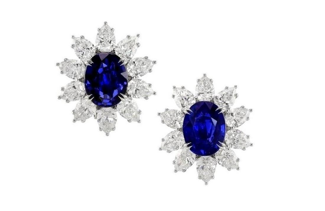 GÃ¼belin and GIA Certified No Heat Burma Sapphire Diamond Earrings: GÃ¼belin and GIA Certified No Heat Burma Sapphire Diamond Earrings