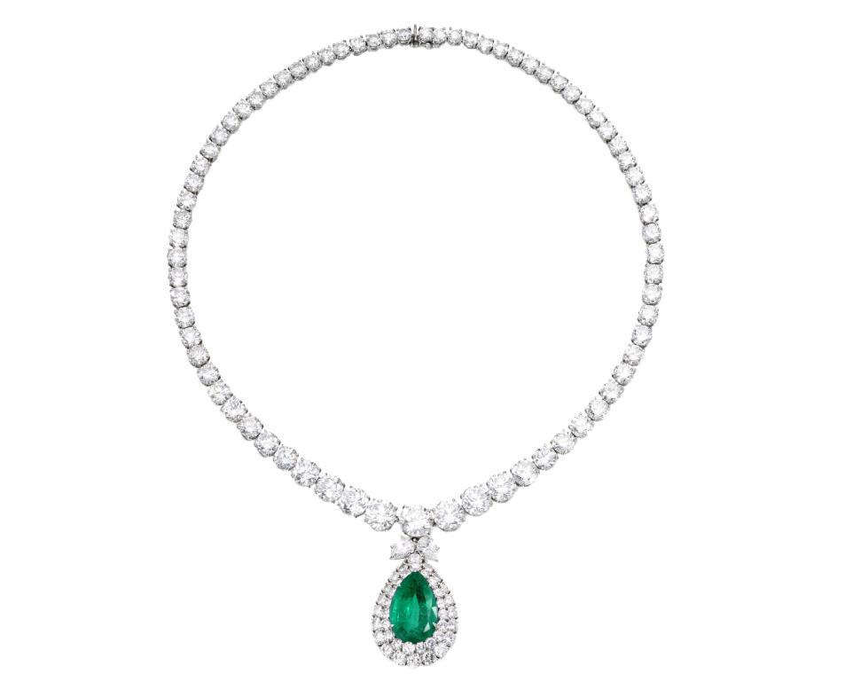 50 Carat Natural Green Emerald Diamond Gold Necklace (1 of 1)
