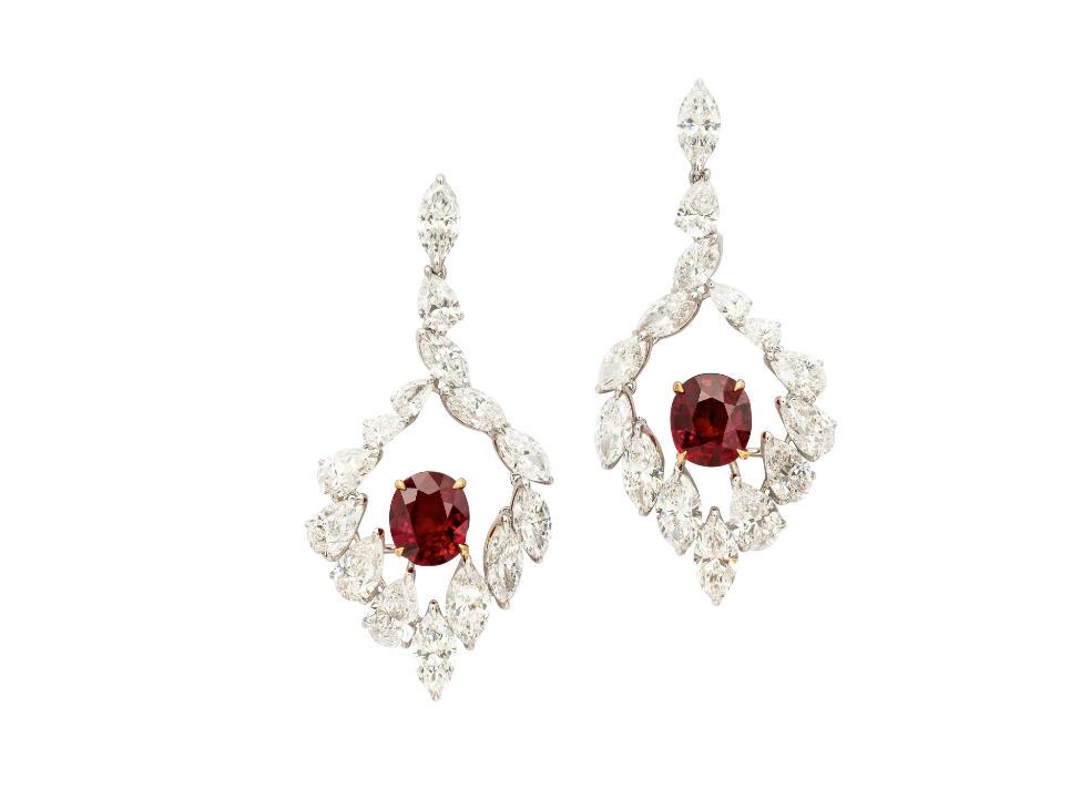 SSEF Certified 18.902 Carat No Heat Burmese Pigeons Blood Ruby Earrings 18K Gold (1 of 1)