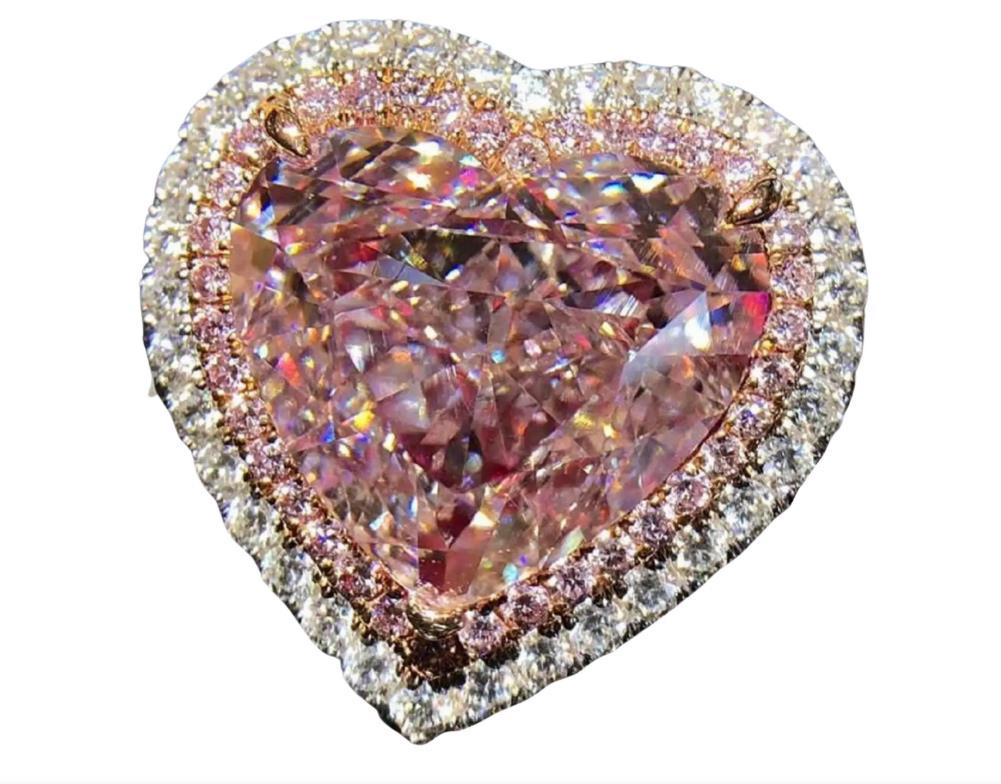 GIA Certified 3 Carat Fancy Light Pink Heart Shape Diamond Ring (1 of 1)