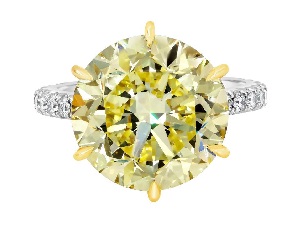 GIA Certified Fancy Intense Yellow Diamond Engagement Ring (1 of 1)