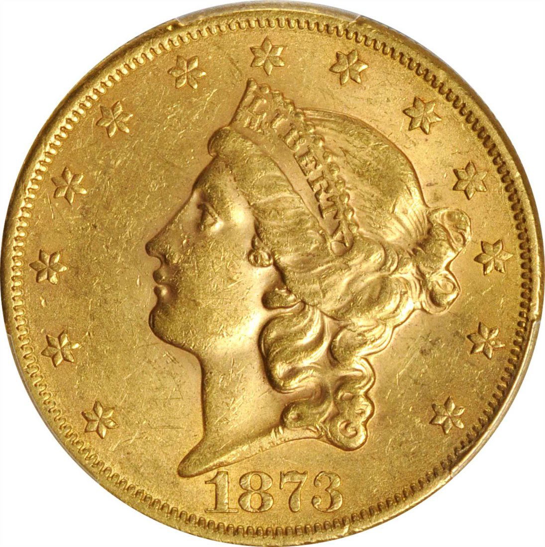 1873 Liberty Head Double Eagle. Open 3. MS-61 (PCGS). (1 of 2)