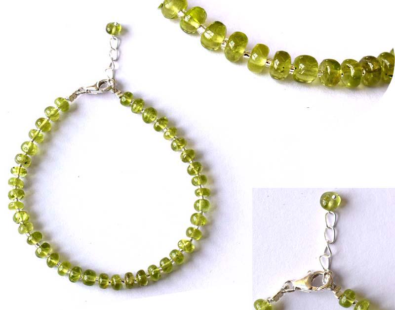 NATURAL PERIDOT BRACELET W/ 925 SILVER: These are Natural , earth mined PERIDOT beads finished with SOLID 925 Sterling Silver lobster clasp. Clasp is adjustable from 7" to 8"