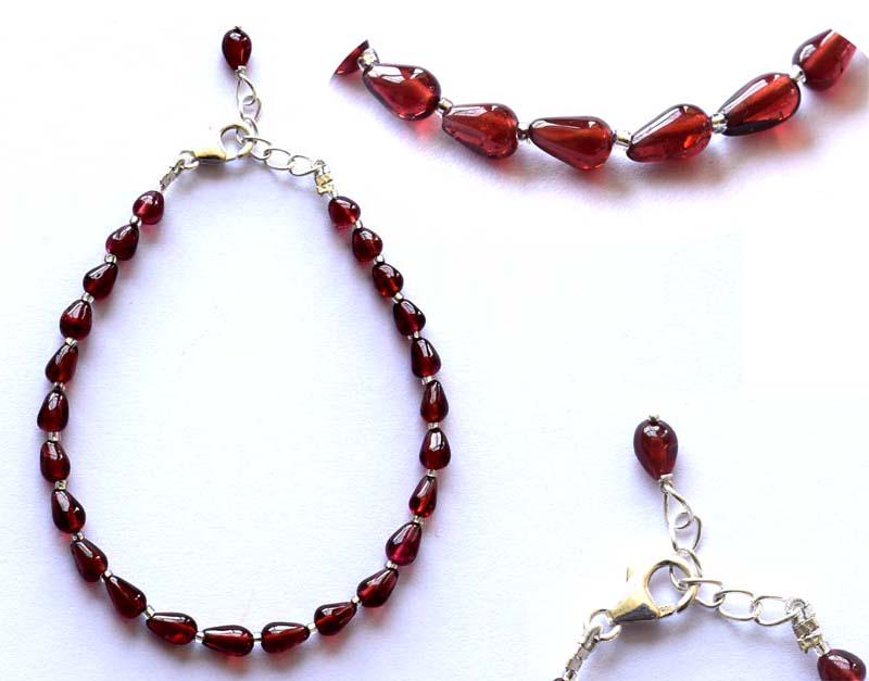 NATURAL GARNET BRACELET W/ 925 SILVER: These are Natural , earth mined GARNET beads finished with SOLID 925 Sterling Silver lobster clasp. Clasp is adjustable from 7" to 8"