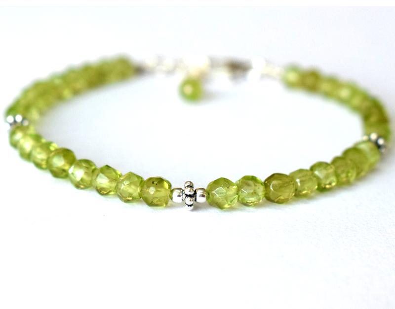 NATURAL PERIDOT BRACELET W/ 925 SILVER: These are Natural , earth mined PERIDOT beads finished with SOLID 925 Sterling Silver lobster clasp. Clasp is adjustable from 6.5" to 7.5"