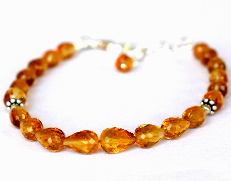 NATURAL CITRINE BRACELET W/ 925 SILVER: These are Natural , earth mined CITRINE beads finished with SOLID 925 Sterling Silver lobster clasp. Clasp is adjustable from 6.5" to 7.5"