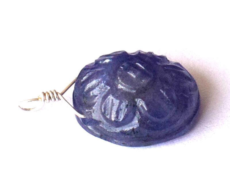 TANZANITE - CARVED PEAR - 925 SILVER LOOP: These are Natural, earth mined and hand crafted with precision TANZANITE CARVED PEAR SHAPED flat-back, drilled cabochone. (1 piece ) Wrapped in SOLID 925 Sterling Silver wire loops, perfect for making