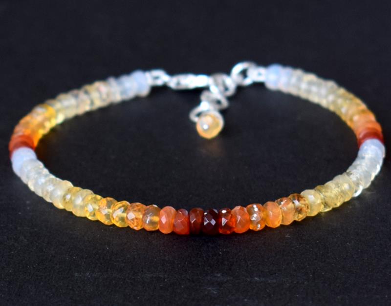 NATURAL FIRE OPAL BRACELET W/ 925 SILVER (1 of 3)