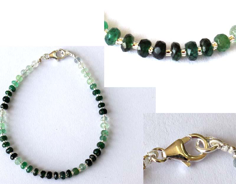 NATURAL SHADED EMERALD BRACELET W/ 925 SILVER (1 of 5)