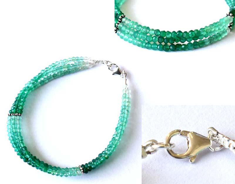 NATURAL GREEN ONYX BRACELET W/ 925 SILVER (1 of 5)