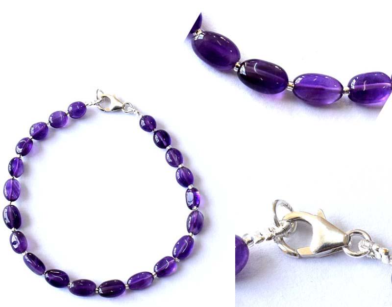 NATURAL AMETHYST BRACELET W/ 925 SILVER (1 of 5)