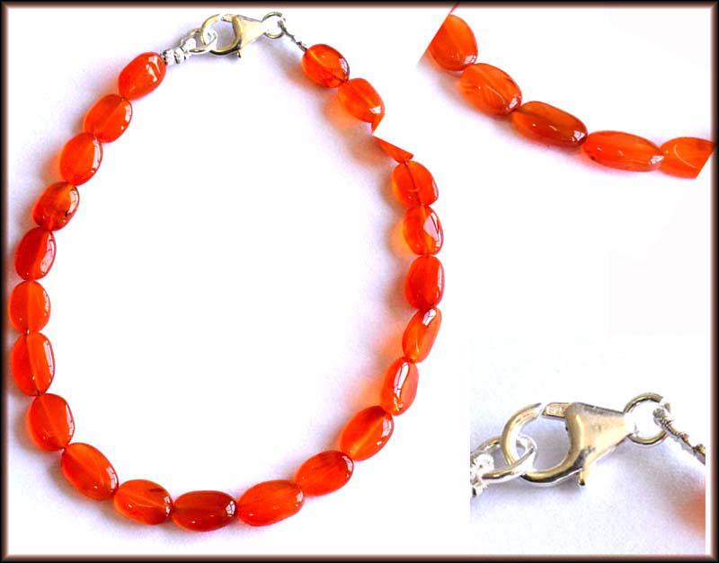 NATURAL CARNELIAN BRACELET W/ 925 SILVER (1 of 5)