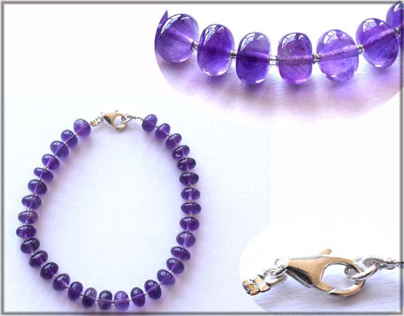 NATURAL AMETHYST BRACELET W/ 925 SILVER (1 of 5)