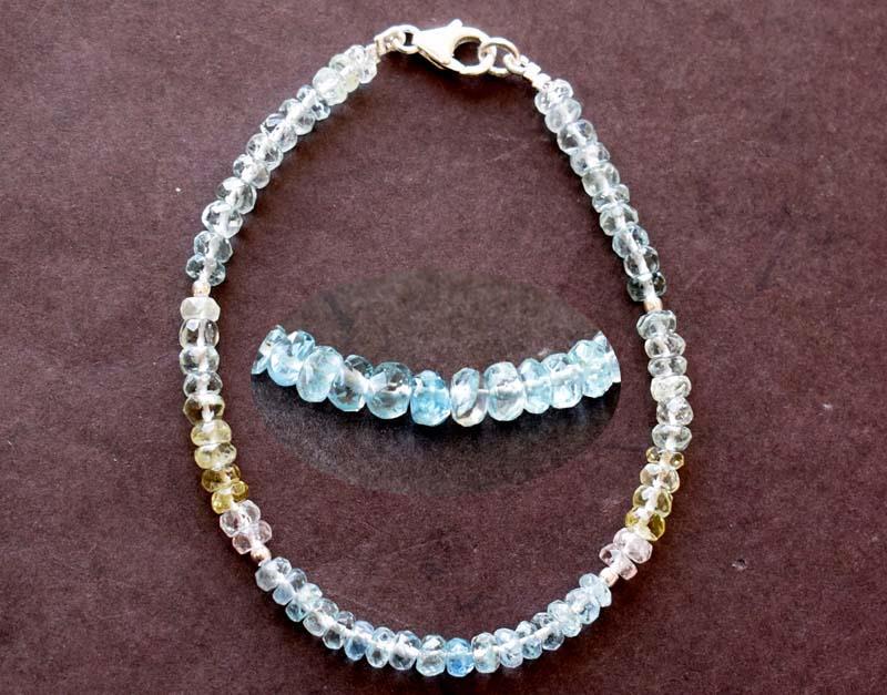 NATURAL AQUAMARINE BRACELET W/ 925 SILVER (1 of 4)