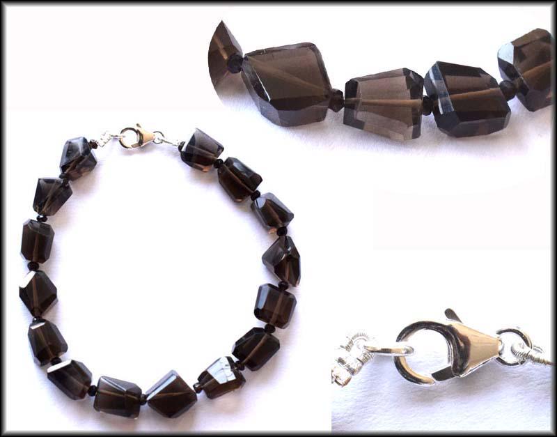 NATURAL SMOKY QUARTZ BRACELET W/ 925 SILVER (1 of 5)