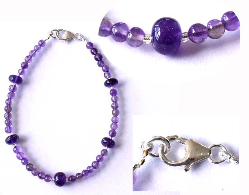 NATURAL AMETHYST BRACELET W/ 925 SILVER (1 of 5)