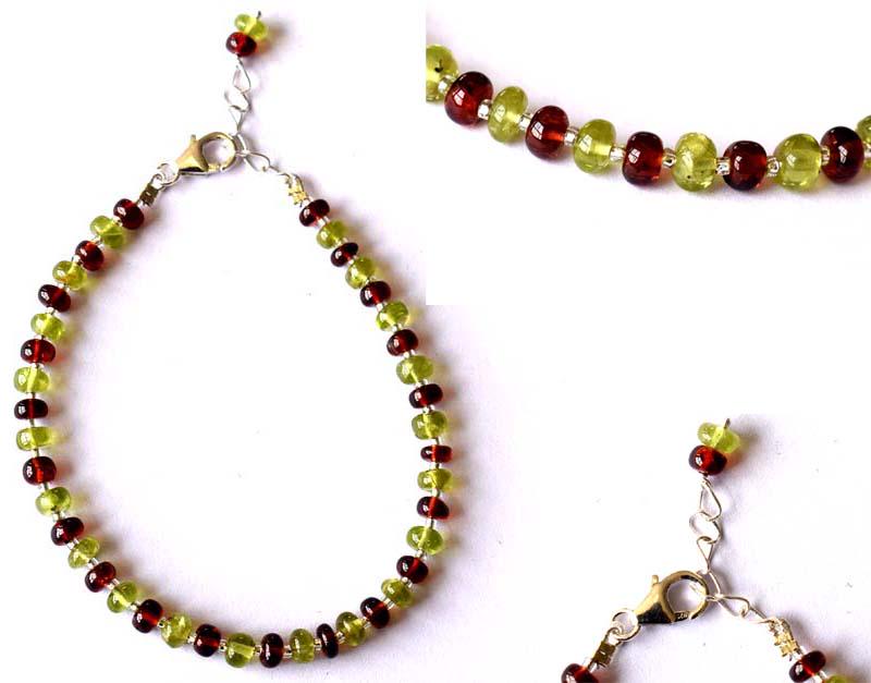 PERIDOT AND GARNET BRACELET W/ 925 SILVER (1 of 5)