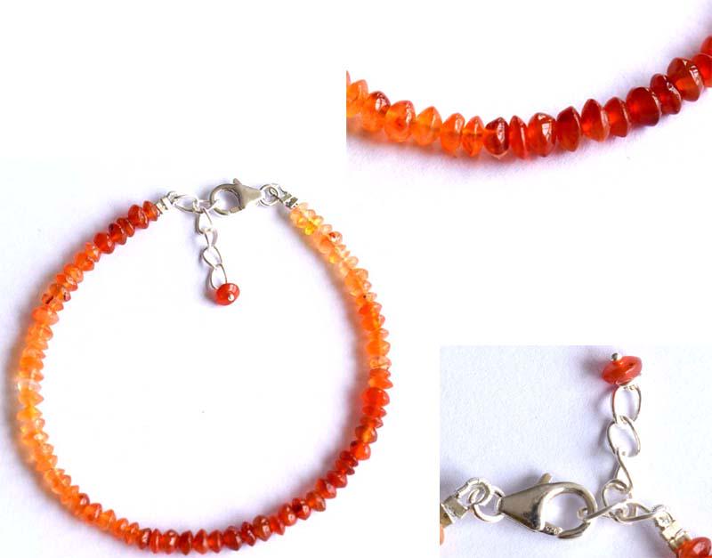 NATURAL CARNELIAN BRACELET W/ 925 SILVER (1 of 5)