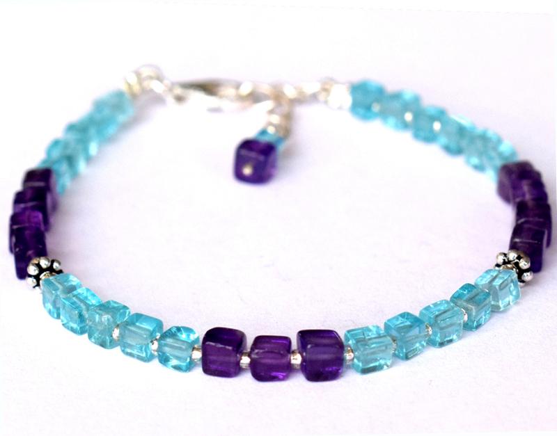 AMETHYST N APATITE BRACELET W/ 925 SILVER (1 of 4)