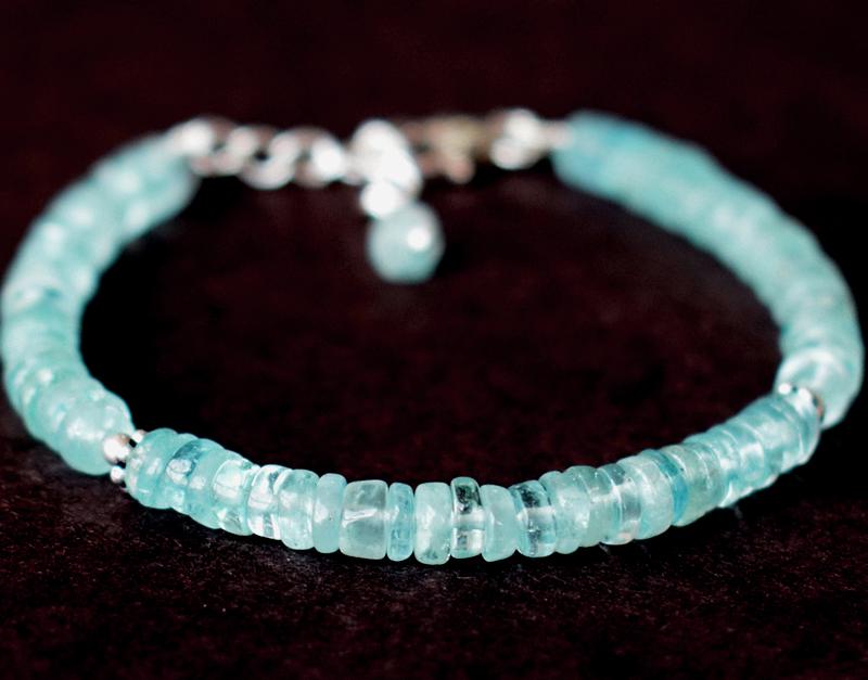 NATURAL AQUAMARINE BRACELET W/ 925 SILVER (1 of 3)