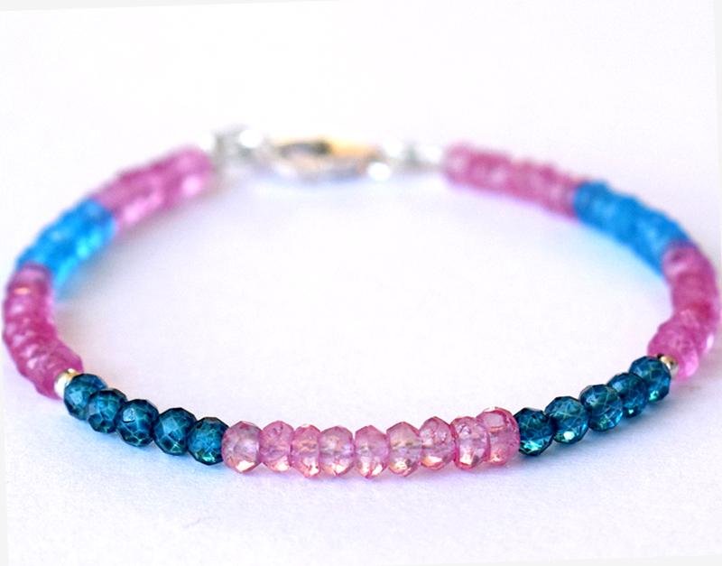 NATURAL TOPAZ (COATED) BRACELET W/ 925 SILVER (1 of 4)