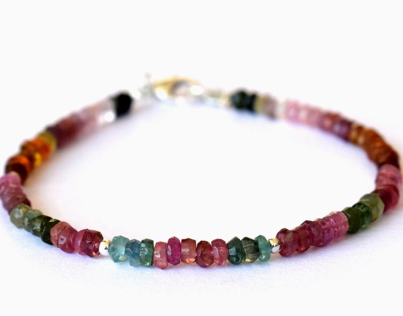 TOURMALINE FACETED BRACELET W/ 925 SILVER (1 of 4)