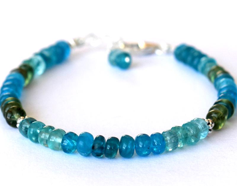 NATURAL APATITE BRACELET W/ 925 SILVER (1 of 4)