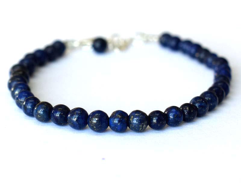 NATURAL LAPIS LAZULI BRACELET W/ 925 SILVER: These are Natural , earth mined LAPIS LAZULI beads finished with SOLID 925 Sterling Silver lobster clasp. All chains and spacers are also Solid 925 Sterling Silver. Clasp is adjustable from 6.5" to 7.