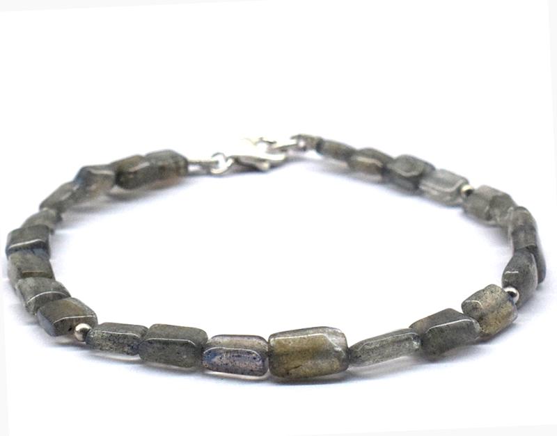 NATURAL LABRADORITE BRACELET W/ 925 SILVER: These are Natural , earth mined LABRADORITE plain cube beads finished with SOLID 925 Sterling Silver lobster clasp. All chains and spacers are also Solid 925 Sterling Silver. Length of bracelet 8".