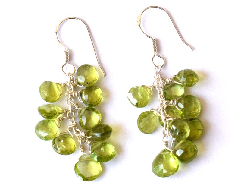 STERLING SILVER - PERIDOT - EARRINGS: These are Natural , earth mined and hand crafted with precision PERIDOT FACETED HEART SHAPED BEADED EARRING with SOLID 925 Sterling Silver wires and hooks, SIZE OF STONE = 6 - 7 MM .Total length is 1