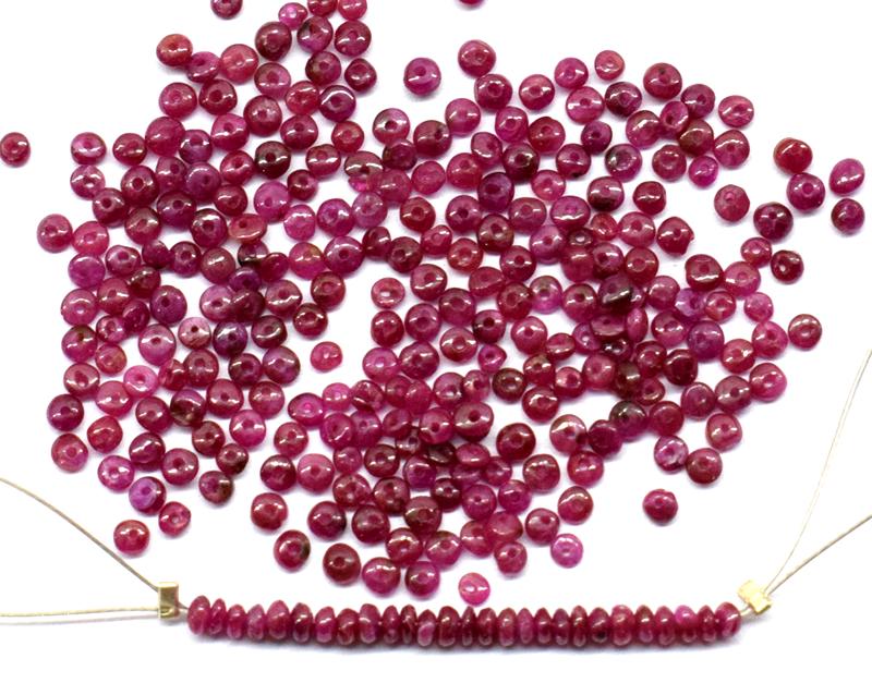 RUBY RONDELLE 2 - 2.5 mm - LOOSE: " LOOSE"- means the drilled pieces of gemstones , ideally you can use it to create of of a kind jewelry . STONE : NATURAL GEM QUALITY RUBY PLAIN RONDELLE BEADS . All these beads are hand-crafted with