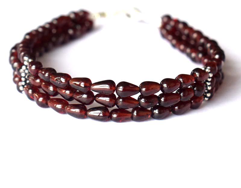 HESSONITE GARNET BRACELET W/ 925 SILVER (1 of 6)