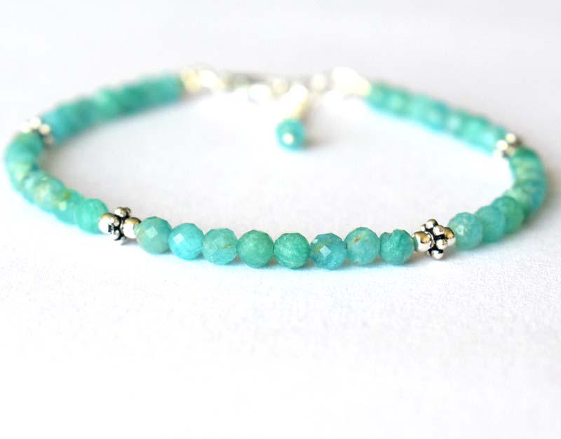 NATURAL AMAZONITE BRACELET W/ 925 SILVER (1 of 4)