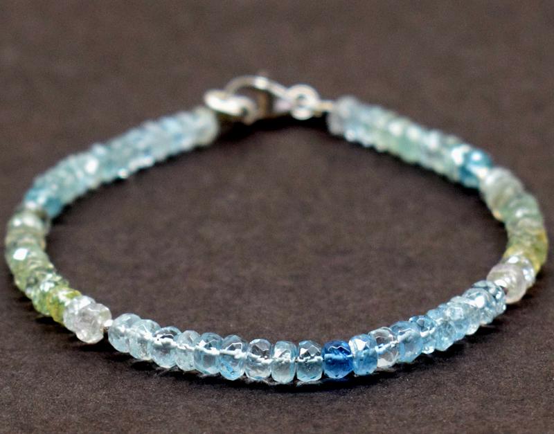 NATURAL AQUAMARINE BRACELET W/ 925 SILVER (1 of 5)