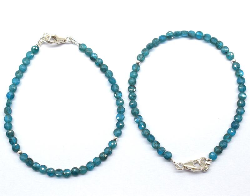 2 BRACELETS - NATURAL APATITE  W/ 925 SILVER (1 of 7)