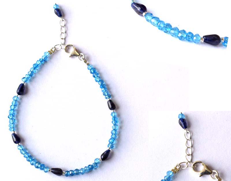 NATURAL IOLITE N TOPAZ BRACELET W/ 925 SILVER (1 of 5)
