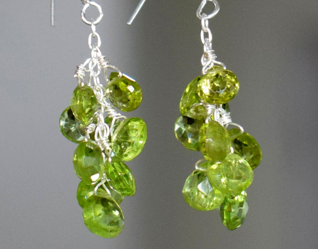 PERIDOT HEART EARRING W/ STERLING SILVER: EARRINGS : These are Natural , earth mined and hand crafted with precision PERIDOT FACETED HEART BEADS - EARRING with SOLID 925 Sterling Silver wire and hooks .Total length is 1 3/4" approx. Sizes of