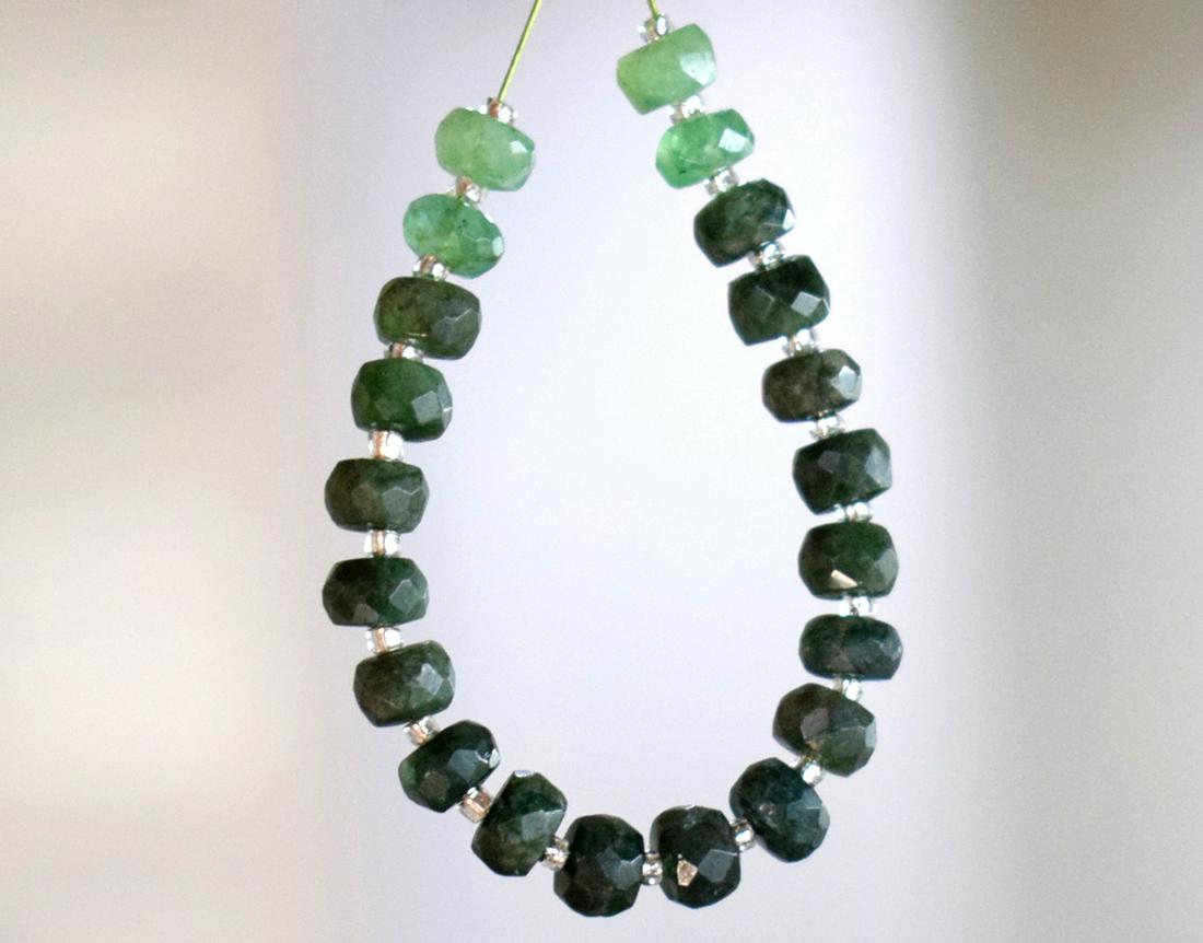 BLACK RARE EMERALD - RONDELLE 5 mm - TASSEL: " TASSEL"- means the drilled pieces of gemstones are loosely attached with a wire , ideally you can use it to create of of a kind jewelry . STONE : NATURAL EARTH MINED FINE EMERALD FACETED RONDELLE SH
